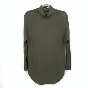 Active USA Women Size Medium Shirt Mock Neck‎ Long Sleeve Top Green Ribbed